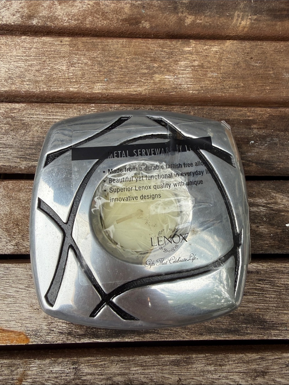 Lenox Silver and Black Decorative Square Tea Light Holder